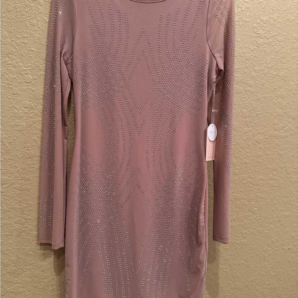 Elegant Taupe Long Sleeve Dress